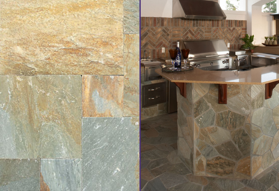 split image of stone flooring